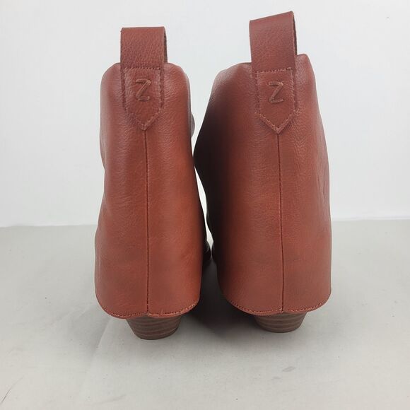 Zodiac Malina Western Ankle Foldover Bootie Boot Faux Leather Sienna Red US 6.5 - Picture 6 of 9